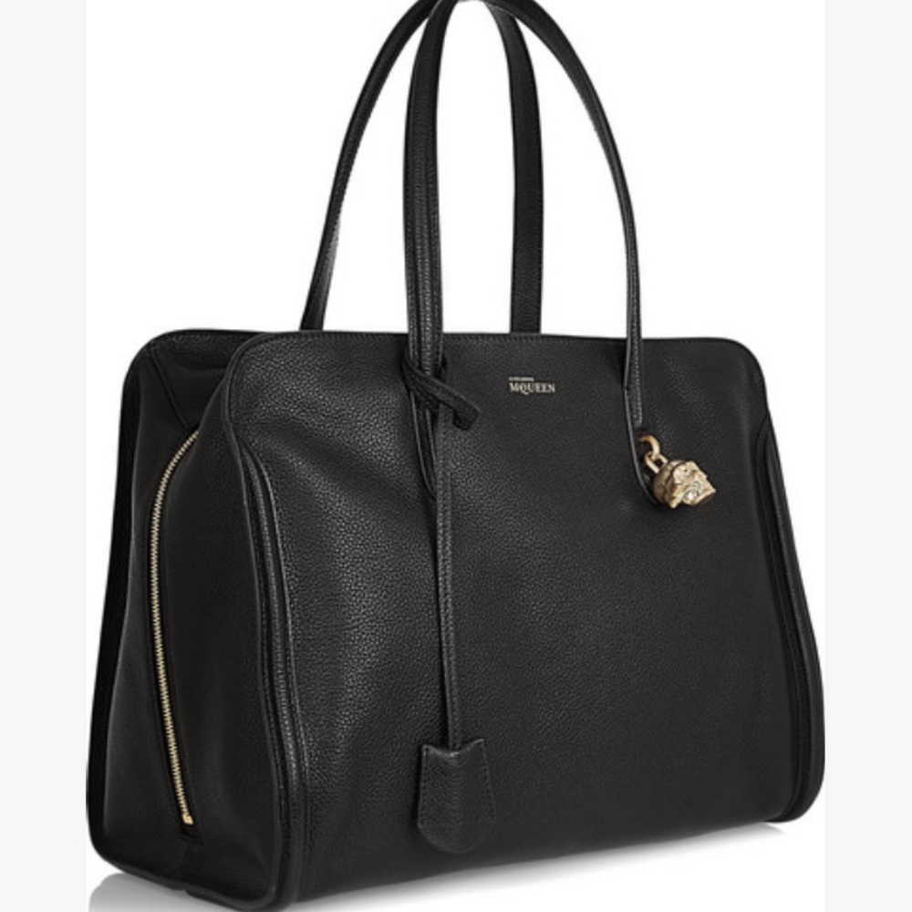 Alexander McQueen Black Leather Padlock Tote